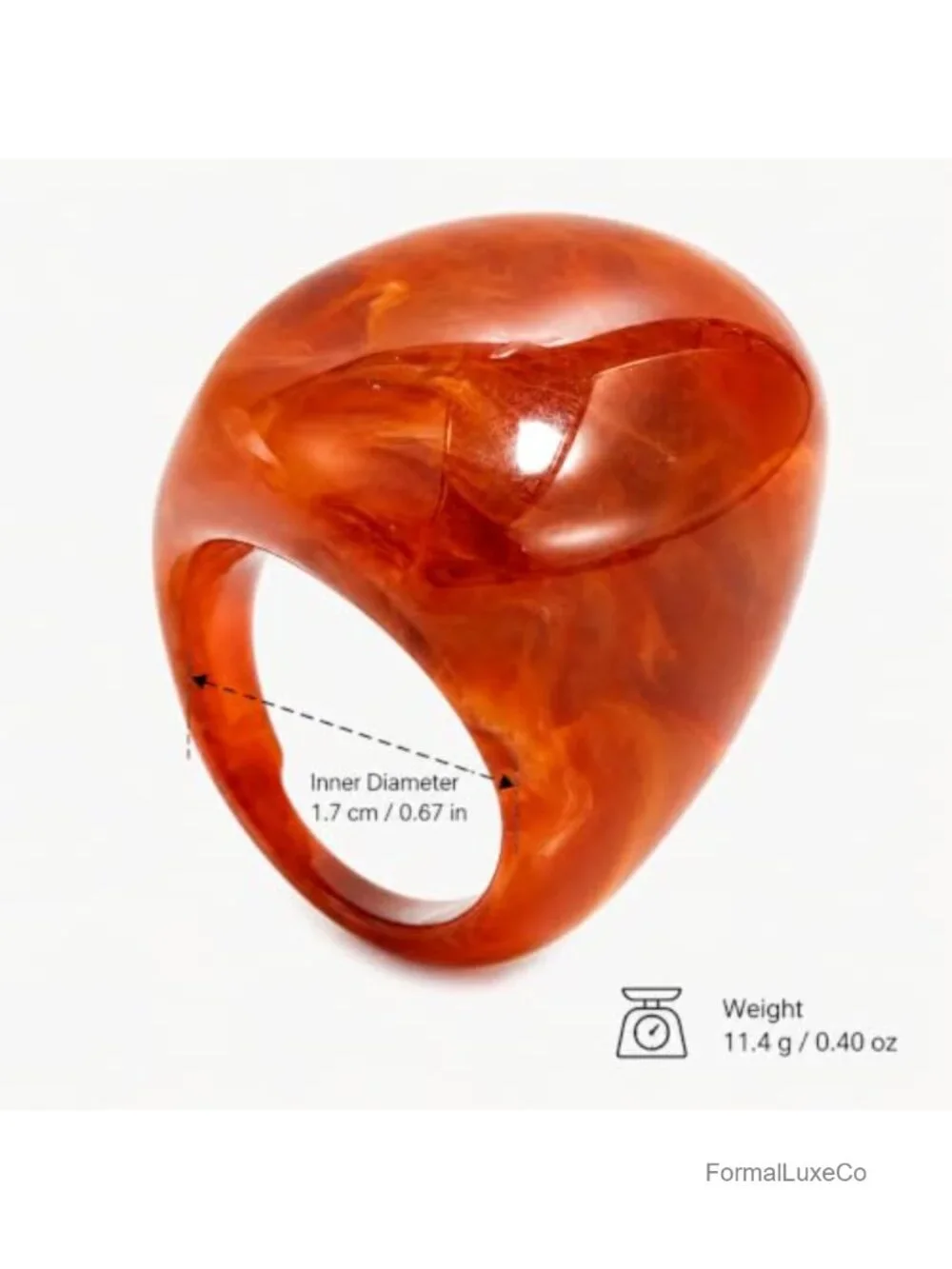 Chunky Dome Resin Statement Ring, Acrylic Wide Band Cocktail Jewelry